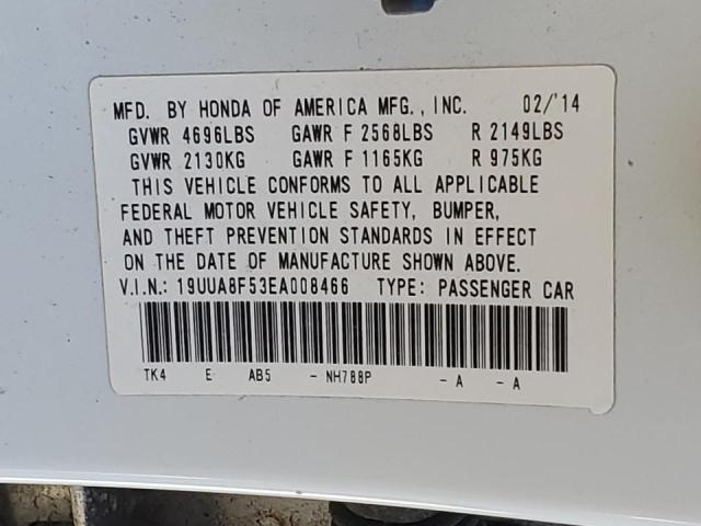 19UUA8F53EA008466 - 2014 ACURA TL TECH WHITE photo 12