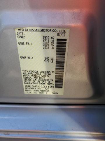 1N4AL3AP2DC122104 - 2013 NISSAN ALTIMA 2.5 SILVER photo 12