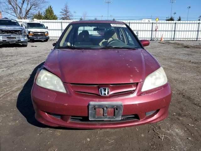 2HGES26725H538350 - 2005 HONDA CIVIC EX RED photo 5