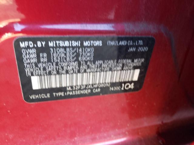 ML32F3FJXLHF08092 - 2020 MITSUBISHI MIRAGE G4 ES წითელი ფოტო 13