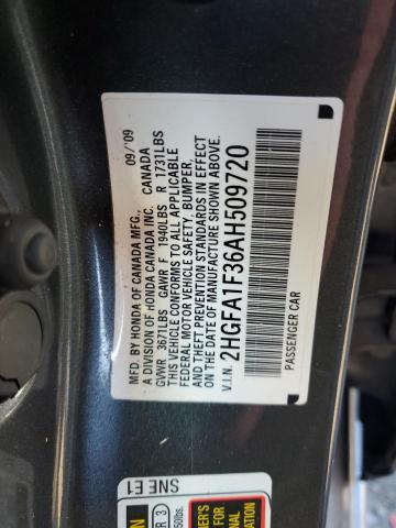 2HGFA1F36AH509720 - 2010 HONDA CIVIC VP GRAY photo 12