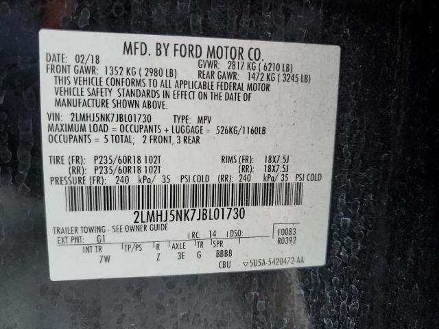 2LMHJ5NK7JBL01730 - 2018 LINCOLN MKT BLACK photo 13