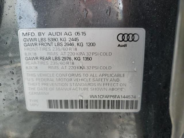 WA1CFAFP6FA144574 - 2015 AUDI Q5 PREMIUM GRAY photo 12