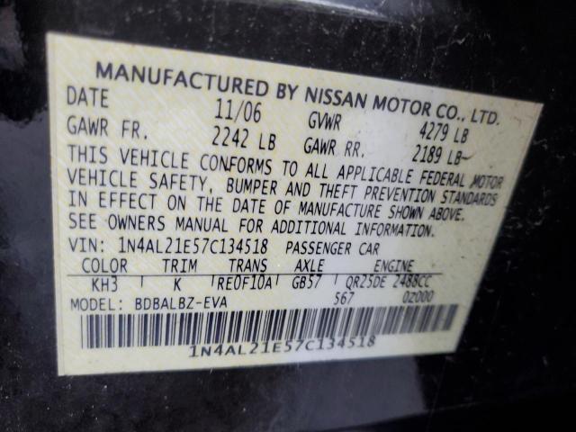 1N4AL21E57C134518 - 2007 NISSAN ALTIMA 2.5 BLACK photo 12