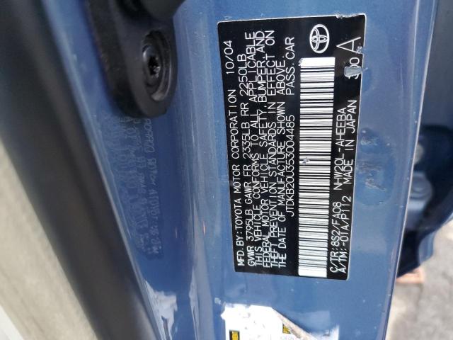 JTDKB20U353004485 - 2005 TOYOTA PRIUS BLUE photo 12