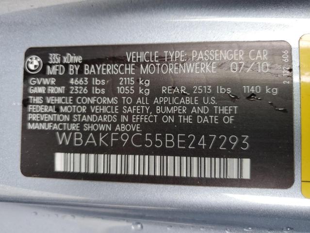 WBAKF9C55BE247293 - 2011 BMW 335 XI BLUE photo 13