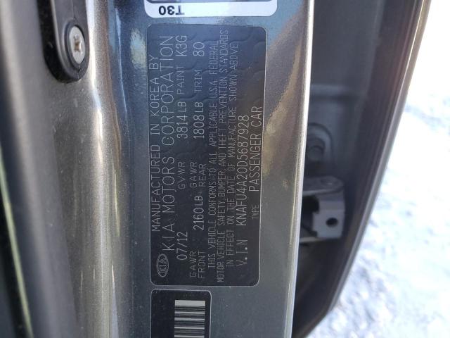 KNAFU4A20D5687928 - 2013 KIA FORTE EX GRAY photo 12