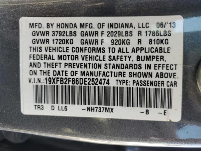 19XFB2F86DE252474 - 2013 HONDA CIVIC EX GRAY photo 13