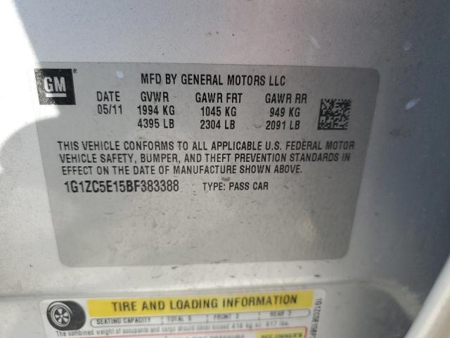 1G1ZC5E15BF383388 - 2011 CHEVROLET MALIBU 1LT SILVER photo 12