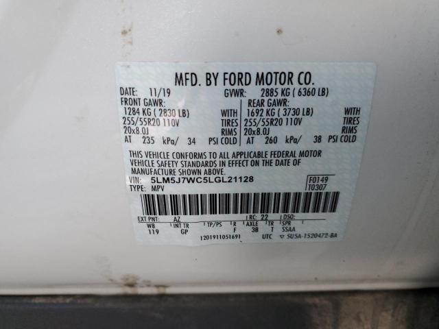 5LM5J7WC5LGL21128 - 2020 LINCOLN AVIATOR RESERVE WHITE photo 12