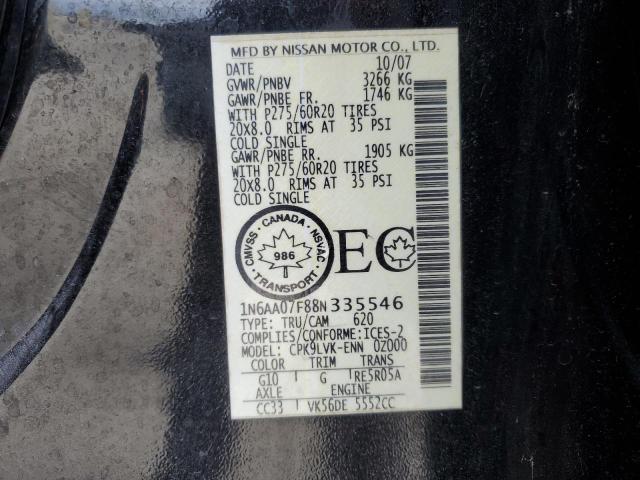 1N6AA07F88N335546 - 2008 NISSAN TITAN XE BLACK photo 12