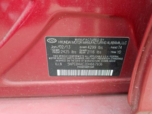 5NPEB4AC2DH667936 - 2013 HYUNDAI SONATA GLS  photo 10