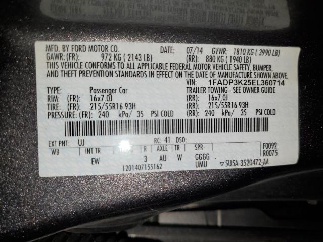 1FADP3K25EL360714 - 2014 FORD FOCUS SE GRAY photo 13