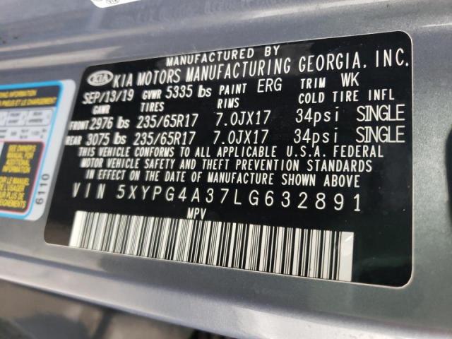 5XYPG4A37LG632891 - 2020 KIA SORENTO L SILVER photo 13