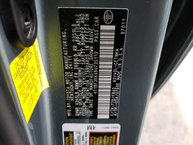 4T1BF3EKXBU735112 - 2011 TOYOTA CAMRY BASE GRAY photo 12