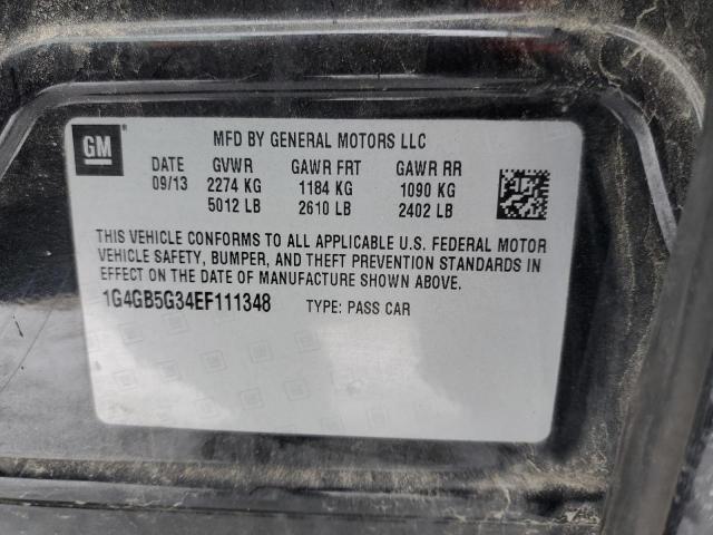 1G4GB5G34EF111348 - 2014 BUICK LACROSSE BLACK photo 12