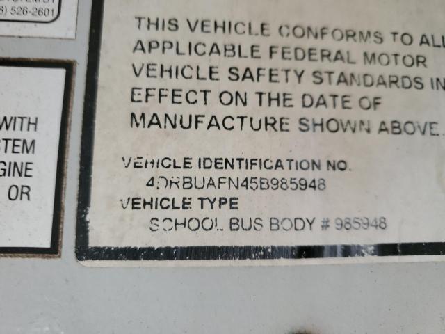 4DRBUAFN45B985948 - 2005 IC CORPORATION 3000 YELLOW photo 10