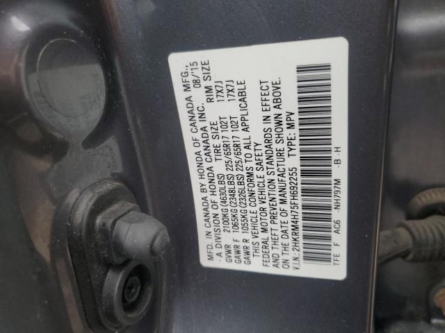 2HKRM4H75FH692255 - 2015 HONDA CR-V EXL BLACK photo 14