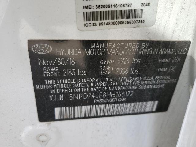 5NPD74LF8HH166172 - 2017 HYUNDAI ELANTRA SE WHITE photo 12