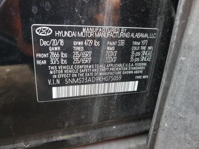 5NMS23AD9KH075059 - 2019 HYUNDAI SANTA FE SE BLACK photo 14