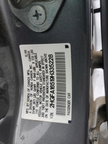 2HGFA16519H335228 - 2009 HONDA CIVIC LX GRAY photo 13