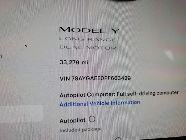 7SAYGAEE0PF663429 - 2023 TESLA MODEL Y WHITE photo 9