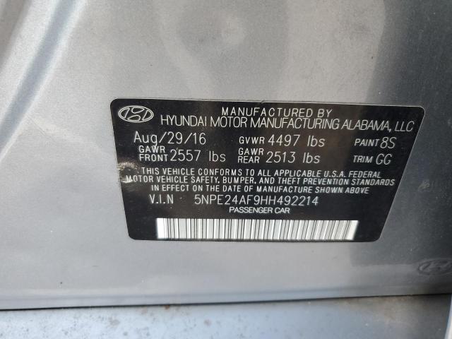 5NPE24AF9HH492214 - 2017 HYUNDAI SONATA SE SILVER photo 13