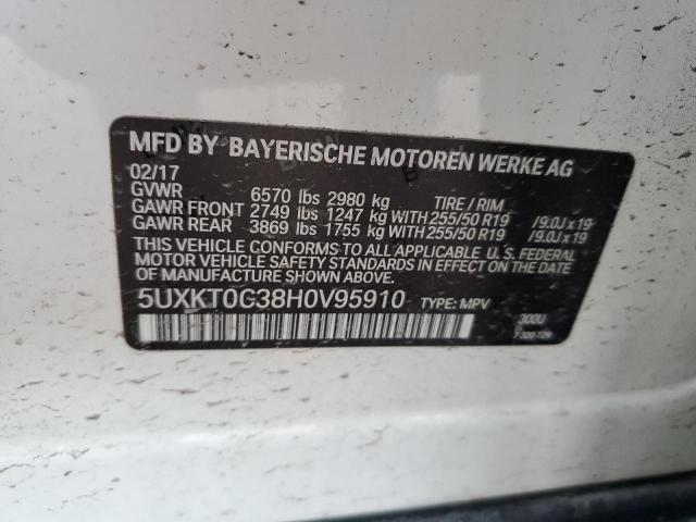 5UXKT0C38H0V95910 - 2017 BMW X5 XDR40E WHITE photo 12