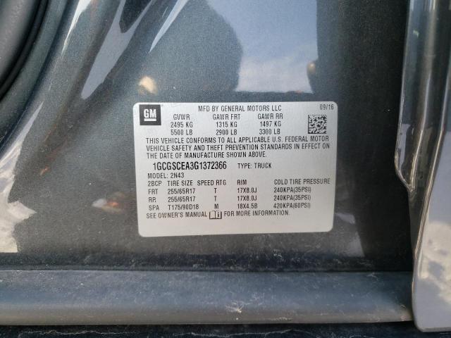 1GCGSCEA3G1372366 - 2016 CHEVROLET COLORADO LT GRAY photo 13