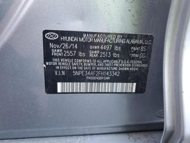 5NPE34AF2FH143342 - 2015 HYUNDAI SONATA SPORT SILVER photo 12