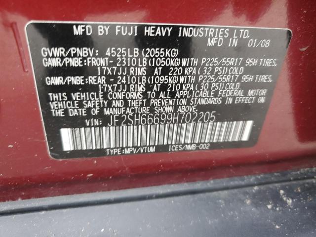 JF2SH66699H702205 - 2009 SUBARU FORESTER 2.5XT LIMITED RED photo 14