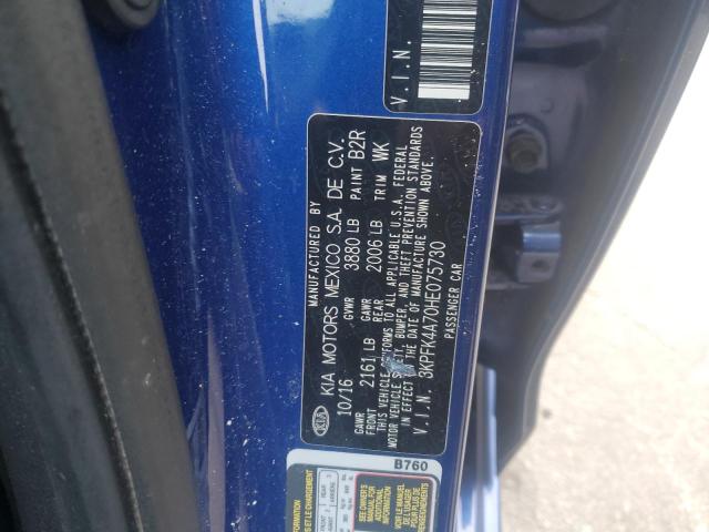 3KPFK4A70HE075730 - 2017 KIA FORTE LX BLUE photo 12