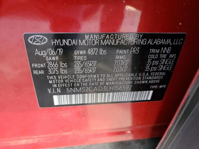 5NMS2CAD3LH156592 - 2020 HYUNDAI SANTA FE SE RED photo 14