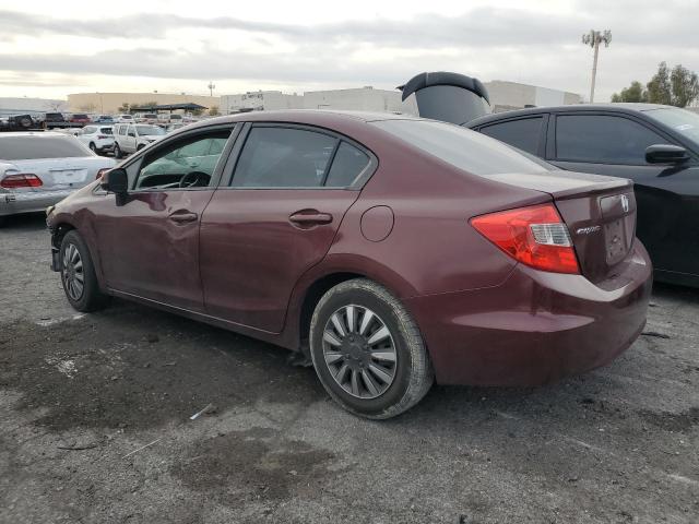 2HGFB2F53CH551690 - 2012 HONDA CIVIC LX BURGUNDY photo 2