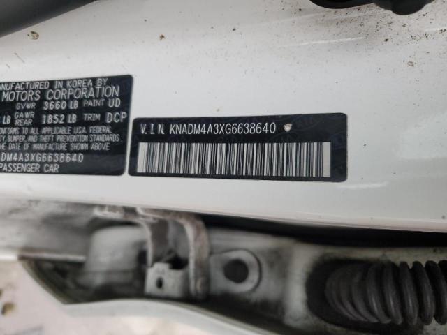 KNADM4A3XG6638640 - 2016 KIA RIO LX WHITE photo 12