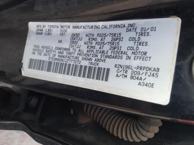 5TEGM92N11Z777272 - 2001 TOYOTA TACOMA DOUBLE CAB PRERUNNER BLACK photo 12