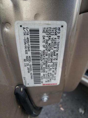 JT2BG22K710548070 - 2001 TOYOTA CAMRY CE GOLD photo 12