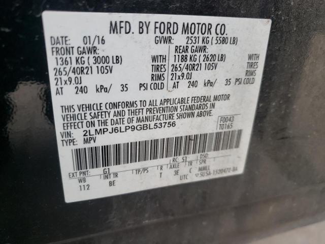 2LMPJ6LP9GBL53756 - 2016 LINCOLN MKX RESERVE Սև լուսանկար 13