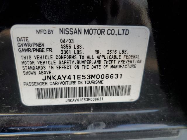 JNKAY41E53M006631 - 2003 INFINITI M45 BLACK photo 13