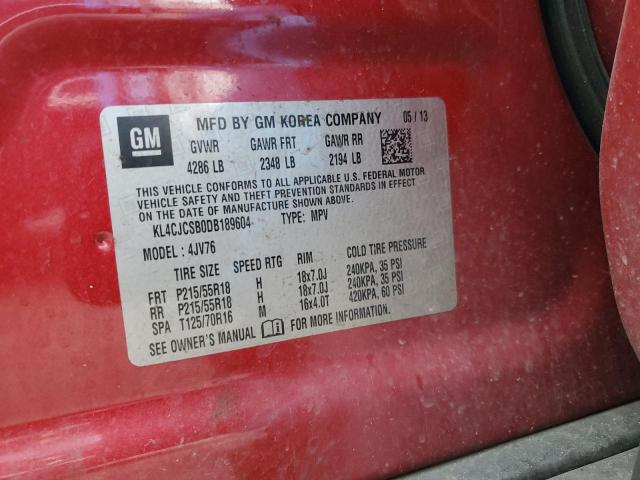 KL4CJCSB0DB189604 - 2013 BUICK ENCORE RED photo 12