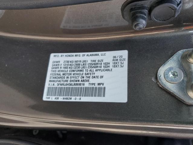 5FNRL6H56LB069816 - 2020 HONDA ODYSSEY EX GRAY photo 12