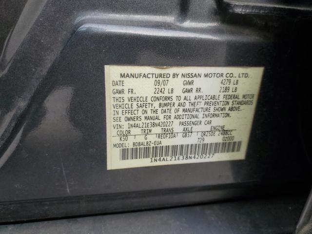 1N4AL21E38N420227 - 2008 NISSAN ALTIMA 2.5 CHARCOAL photo 13