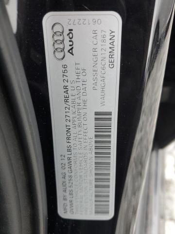 WAUHGAFC6CN121867 - 2012 AUDI A6 PRESTIGE შავი ფოტო 12