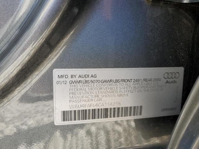 WAU4FAFL4CA114215 - 2012 AUDI A4 PRESTIGE GRAY photo 12