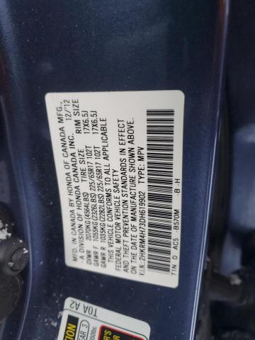 2HKRM4H73DH619902 - 2013 HONDA CR-V EXL BLUE photo 12