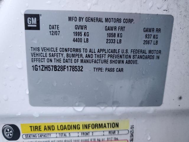 1G1ZH57B28F178532 - 2008 CHEVROLET MALIBU 1LT 白色 照片 12