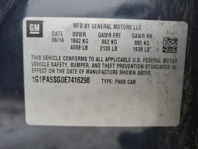 1G1PA5SG0E7416298 - 2014 CHEVROLET CRUZE LS CHARCOAL photo 12