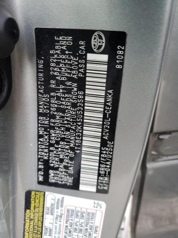 4T1BE32K45U533586 - 2005 TOYOTA CAMRY LE SILVER photo 13