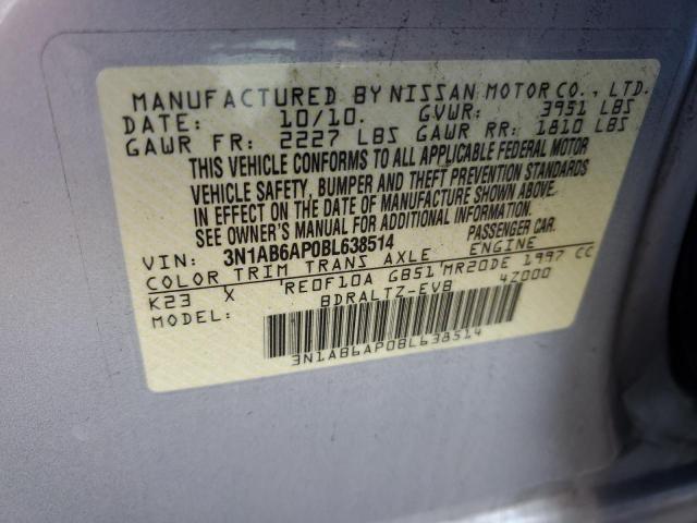 3N1AB6AP0BL638514 - 2011 NISSAN SENTRA 2.0 SILVER photo 12