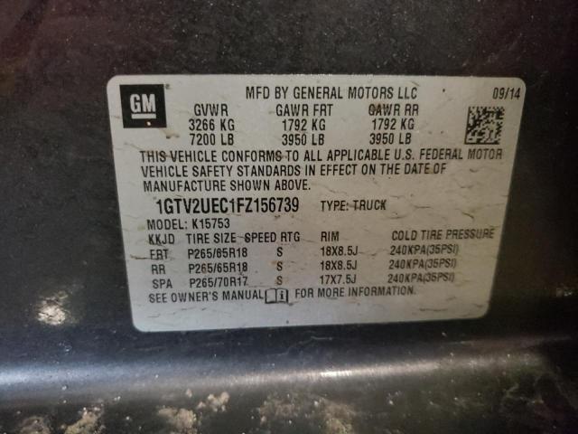 1GTV2UEC1FZ156739 - 2015 GMC SIERRA K1500 SLE GRAY photo 12